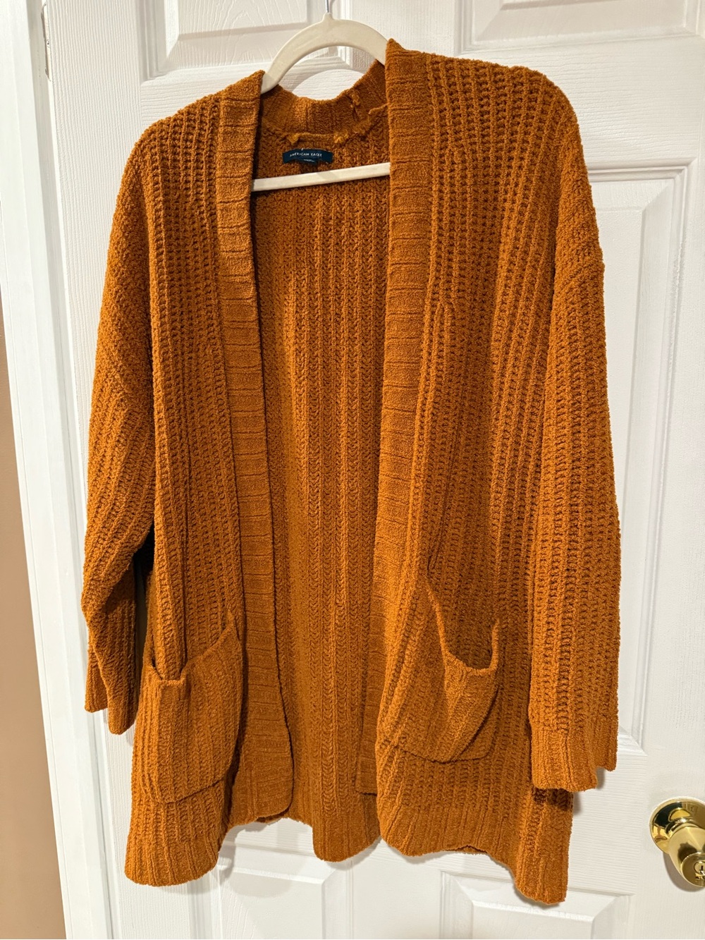 American Eagle Outfitters Rust Orange Chunky Open-Front Cardigan
